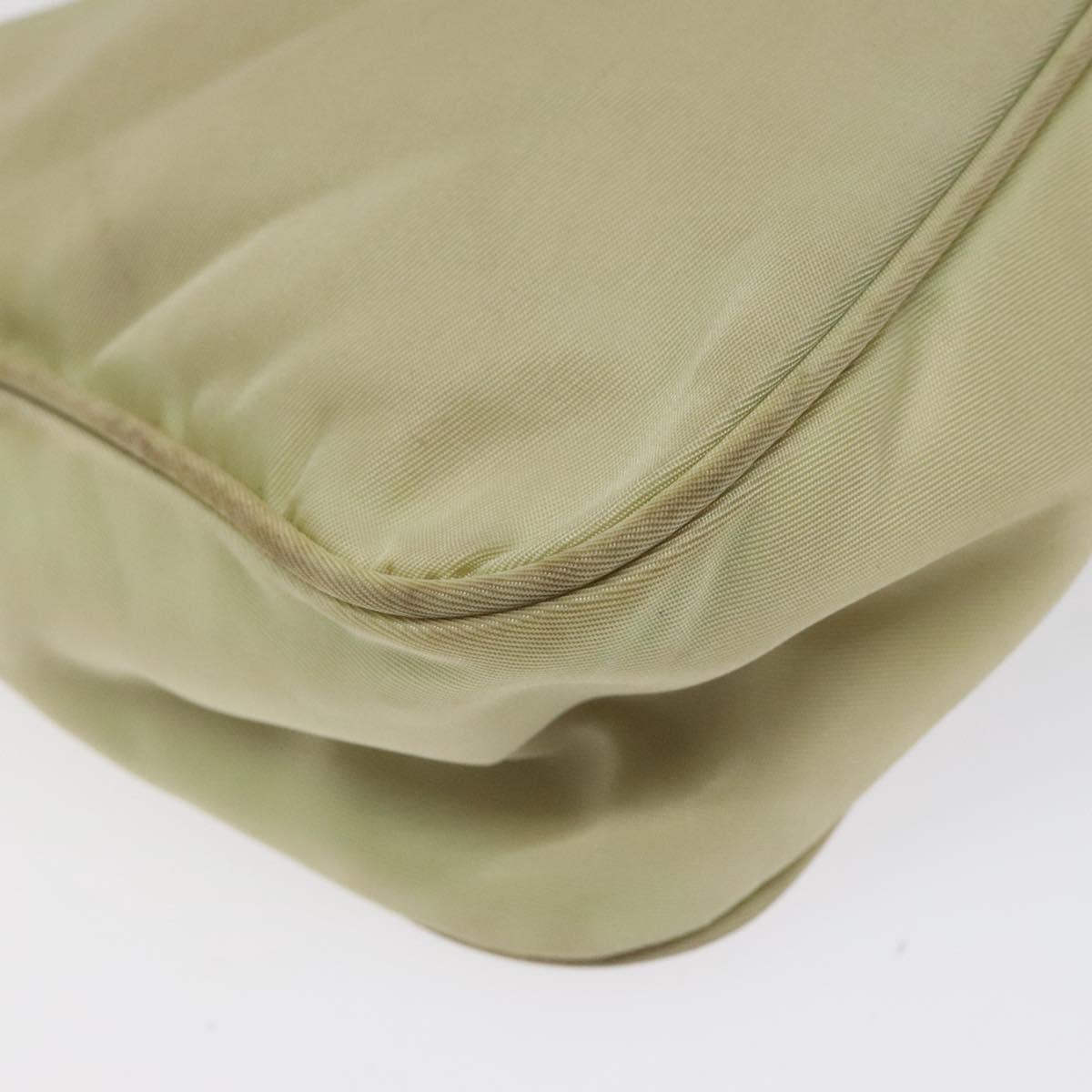 PRADA Accessory Pouch Nylon Beige Silver Auth ar13503