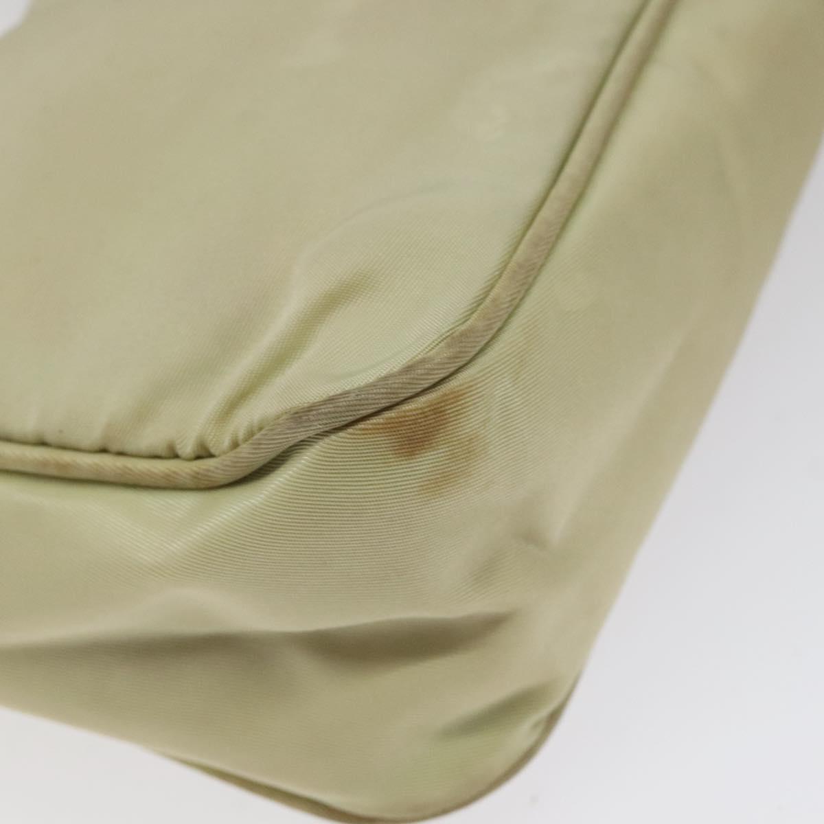 PRADA Accessory Pouch Nylon Beige Silver Auth ar13503