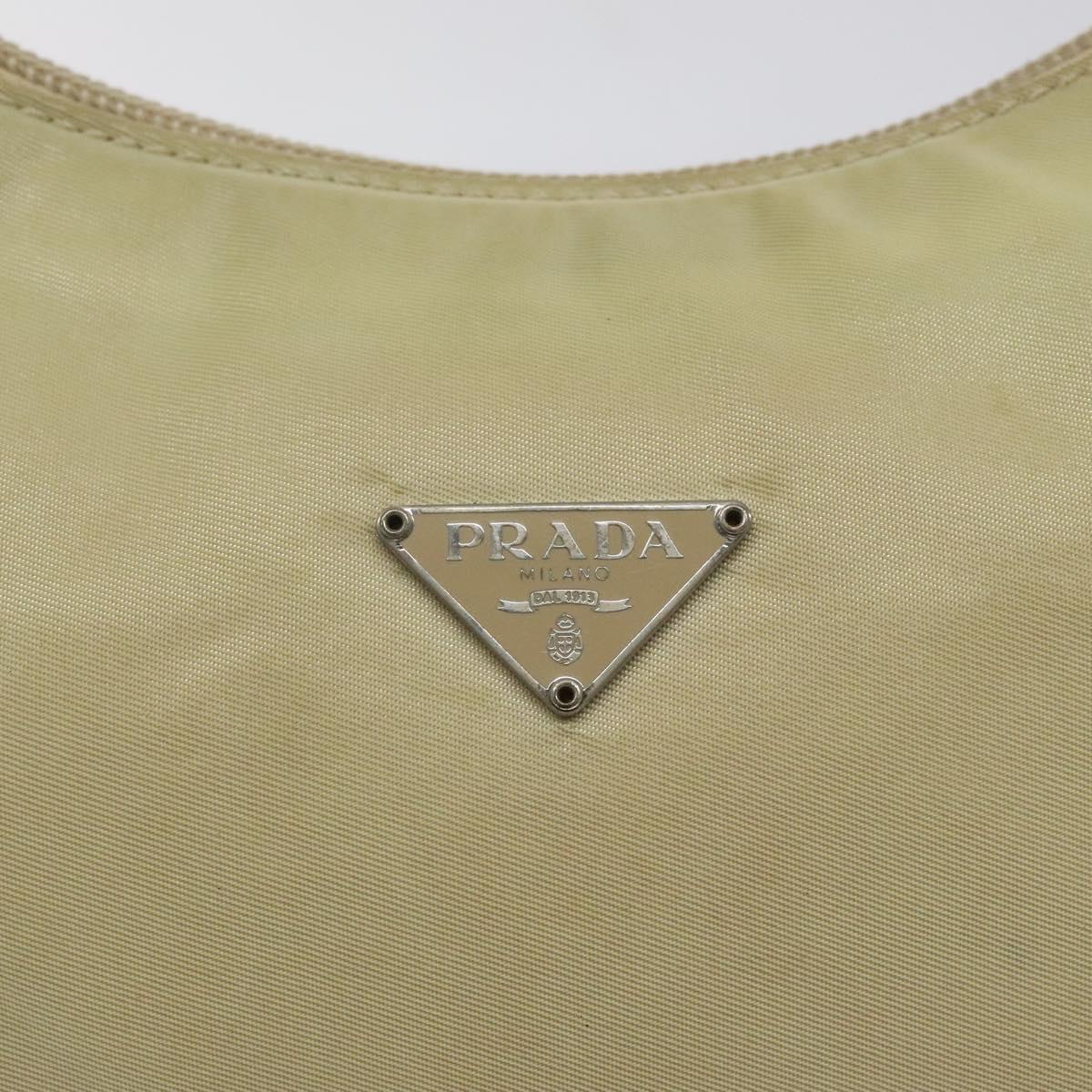 PRADA Accessory Pouch Nylon Beige Silver Auth ar13503