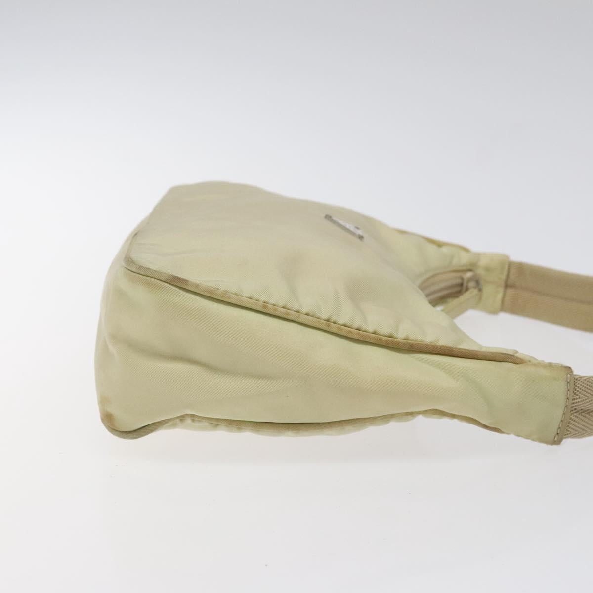 PRADA Accessory Pouch Nylon Beige Silver Auth ar13503