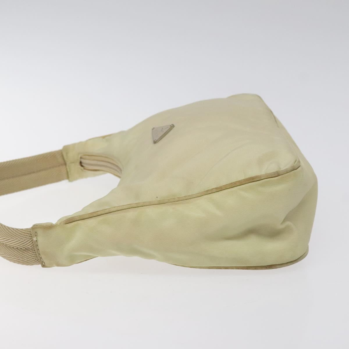 PRADA Accessory Pouch Nylon Beige Silver Auth ar13503