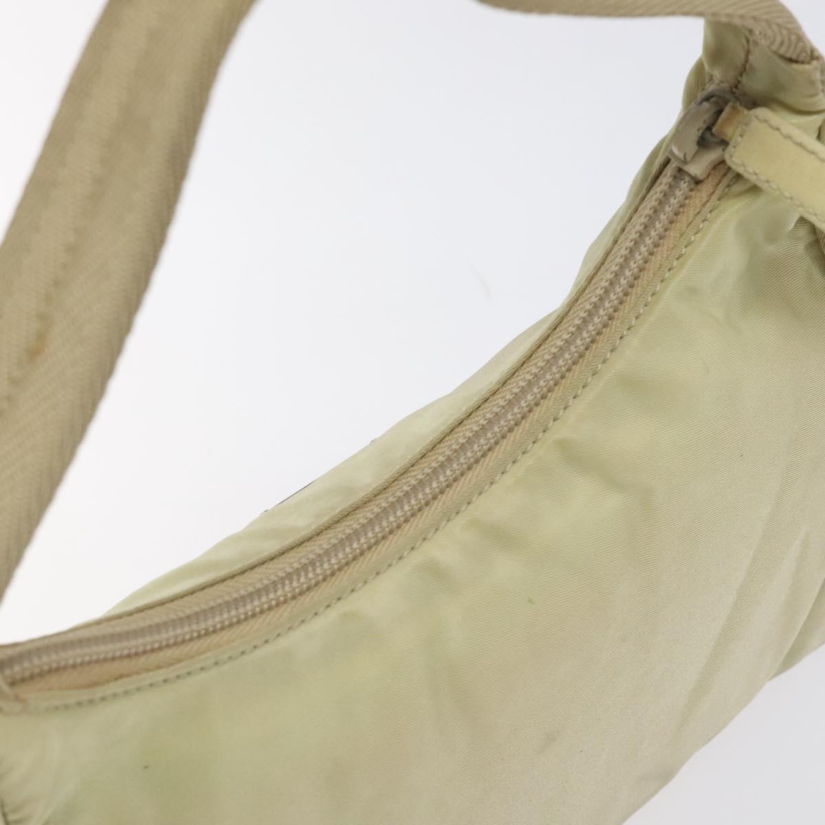 PRADA Accessory Pouch Nylon Beige Silver Auth ar13503