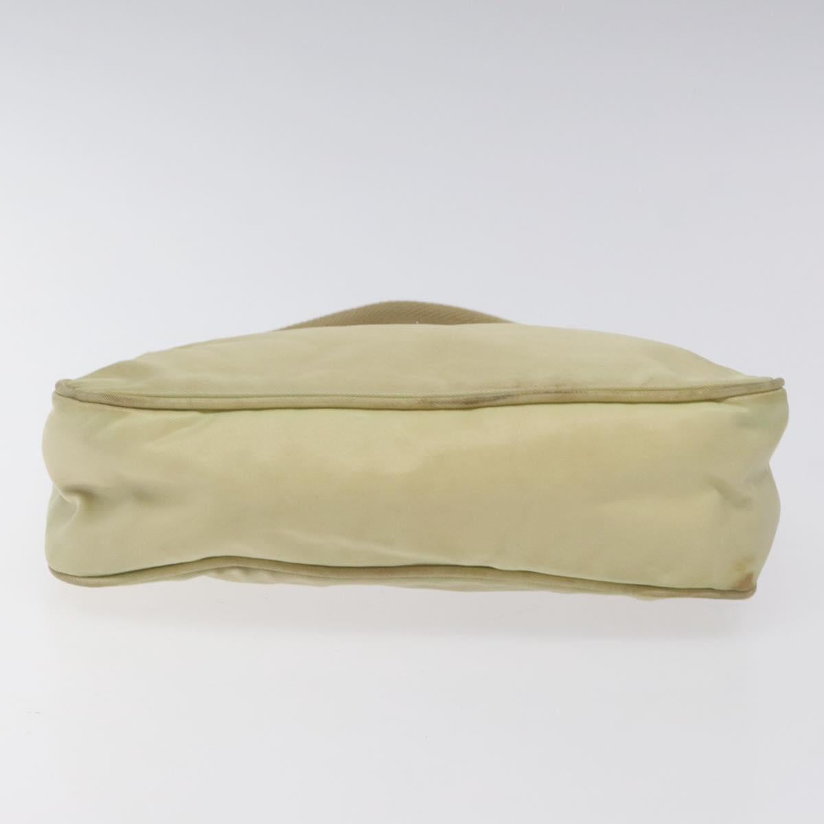 PRADA Accessory Pouch Nylon Beige Silver Auth ar13503