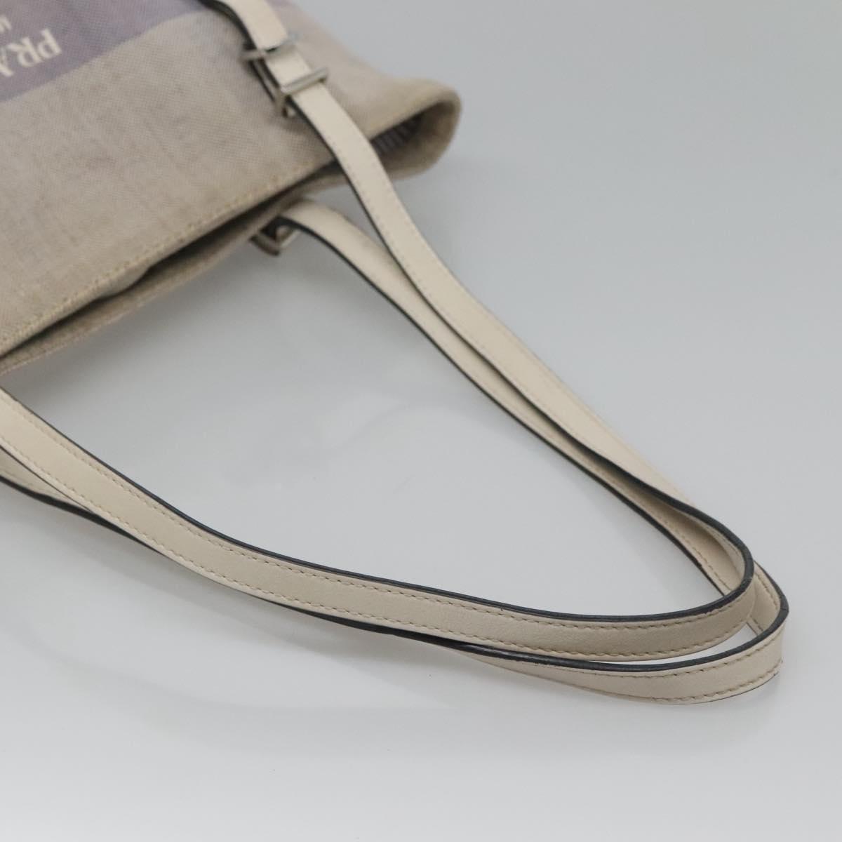 PRADA Tote Bag Canvas Gray Silver Auth ar13504