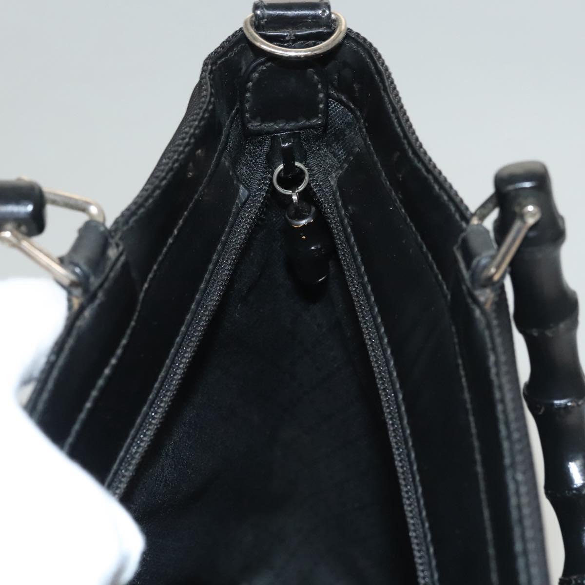 GUCCI Bamboo Hand Bag Nylon 2way Black Silver 000 1998 0588 Auth ar13511