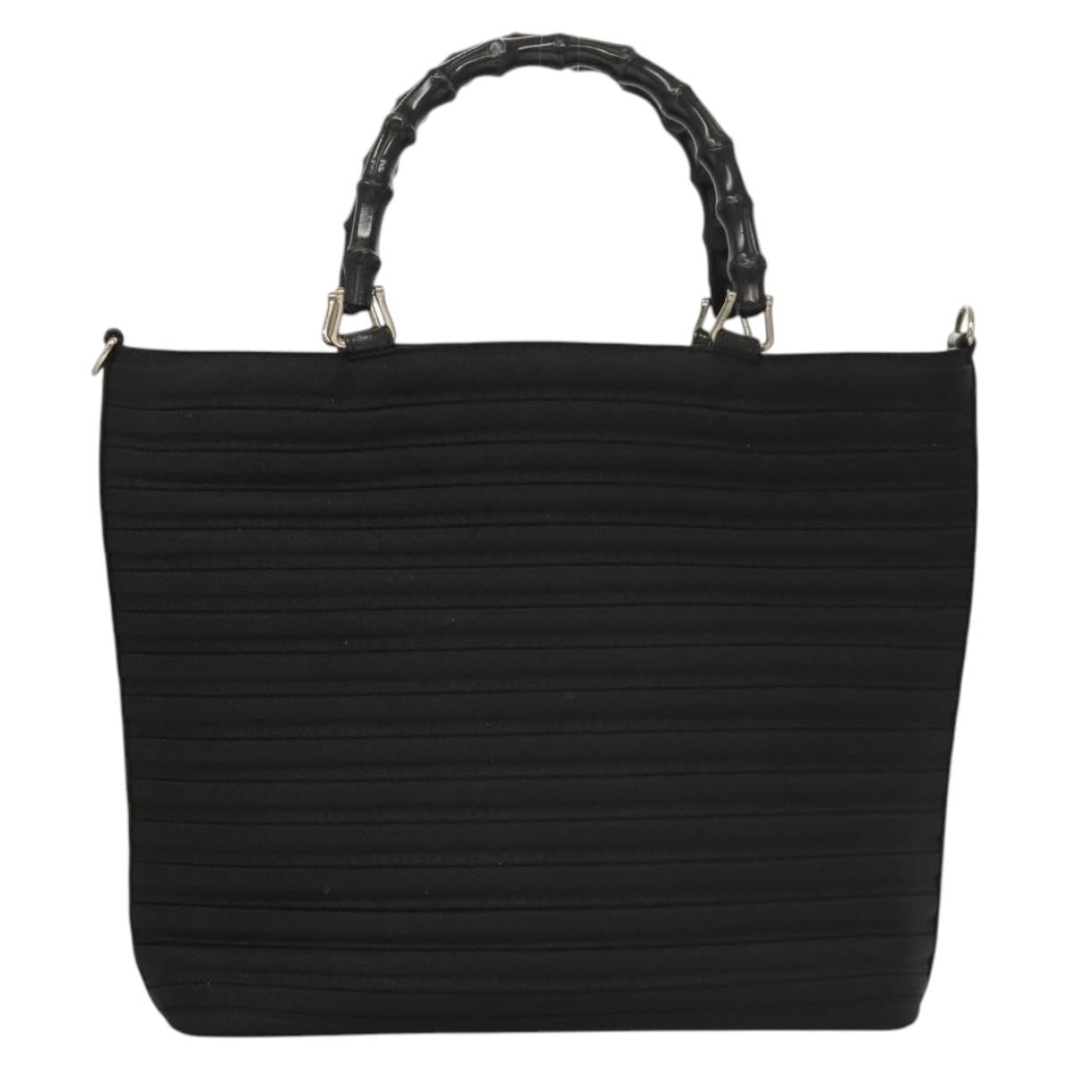 GUCCI Bamboo Hand Bag Nylon 2way Black Silver 000 1998 0588 Auth ar13511