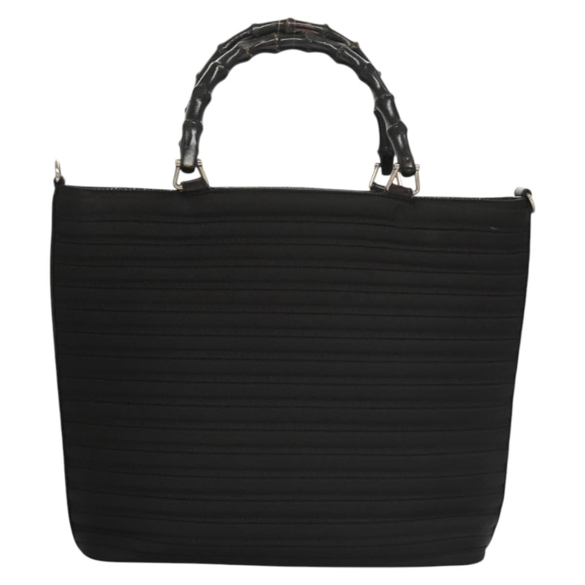 GUCCI Bamboo Hand Bag Nylon 2way Black Silver 000 1998 0588 Auth ar13511