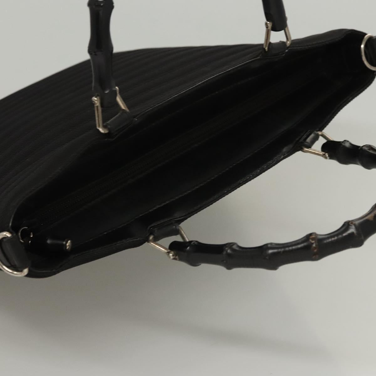 GUCCI Bamboo Hand Bag Nylon 2way Black Silver 000 1998 0588 Auth ar13511