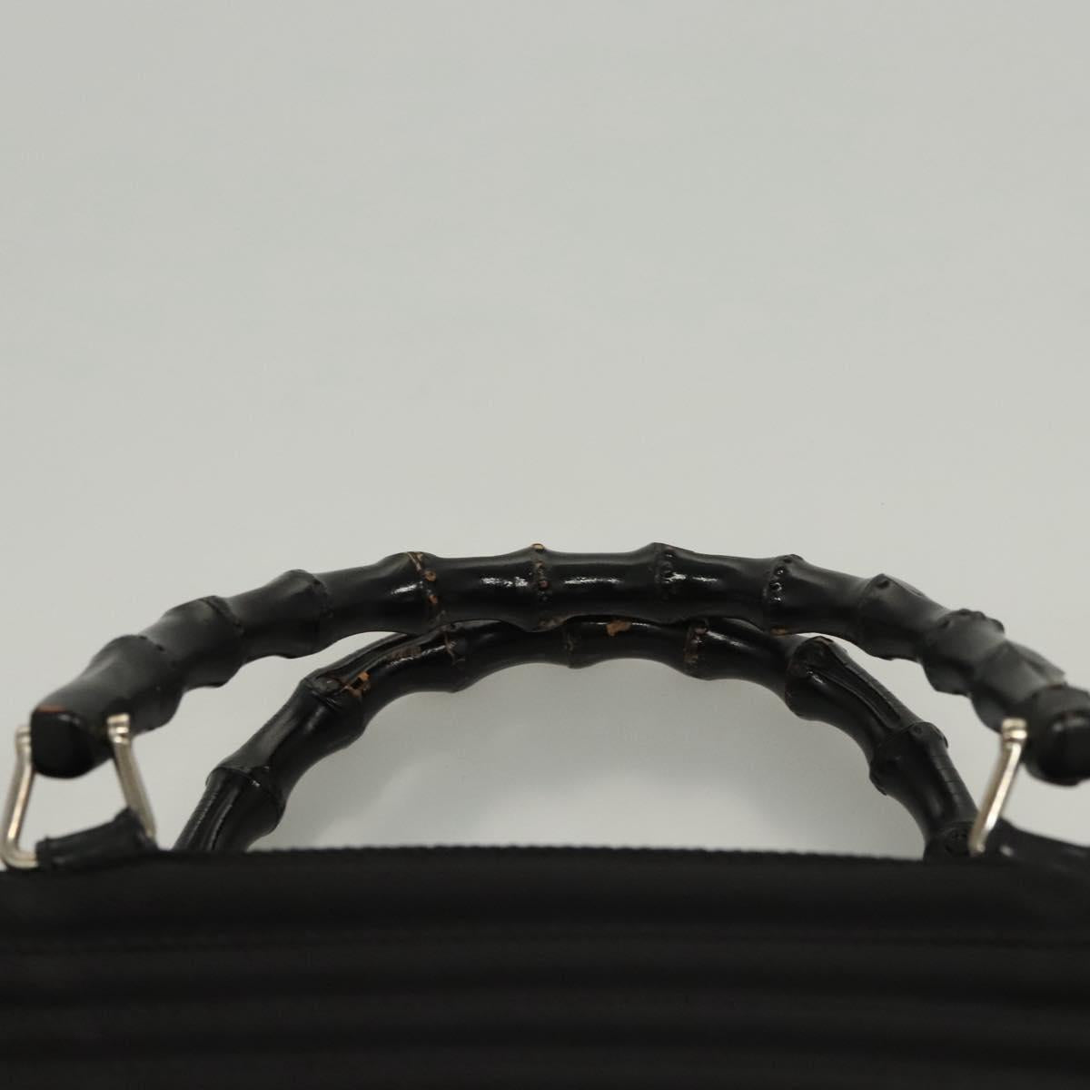 GUCCI Bamboo Hand Bag Nylon 2way Black Silver 000 1998 0588 Auth ar13511