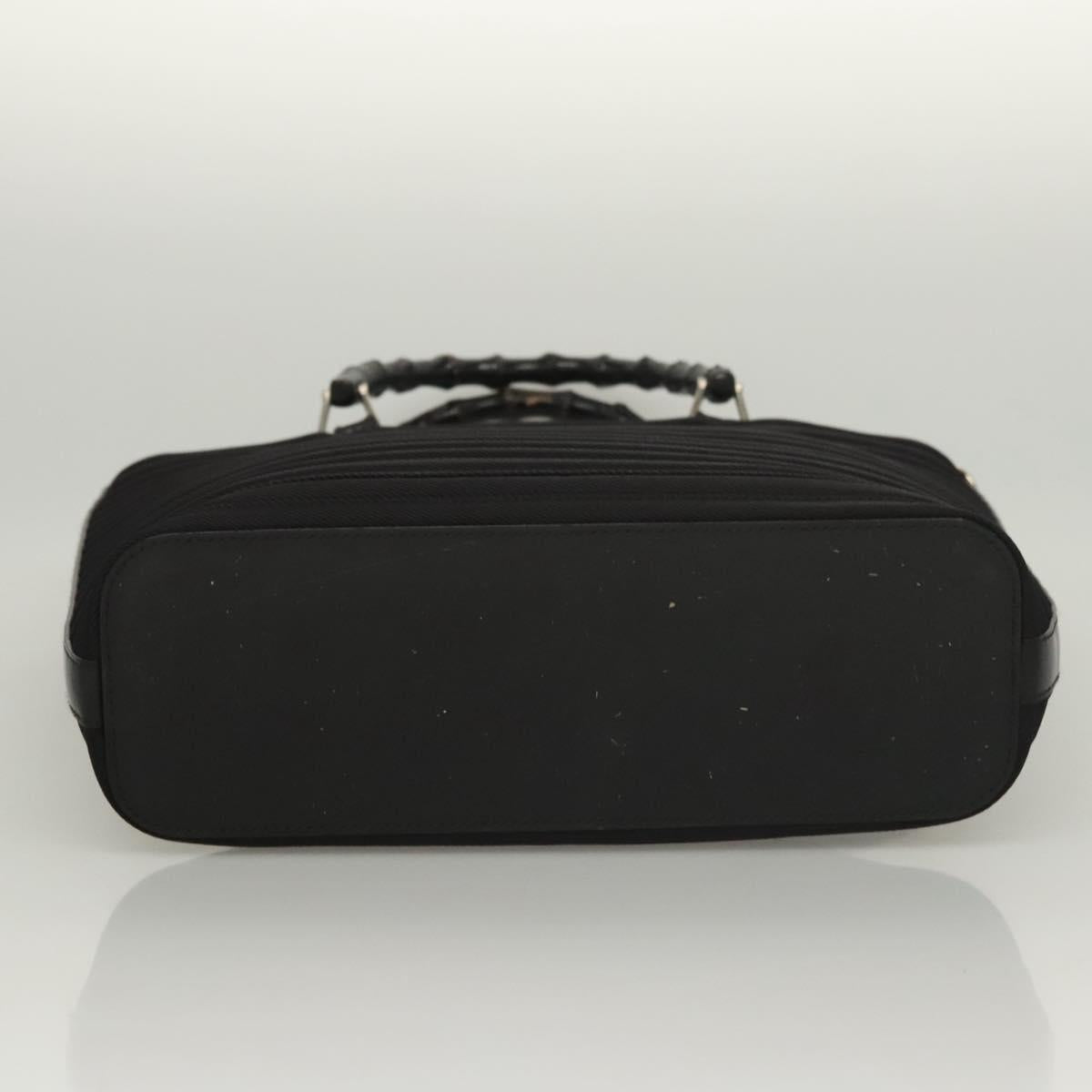 GUCCI Bamboo Hand Bag Nylon 2way Black Silver 000 1998 0588 Auth ar13511