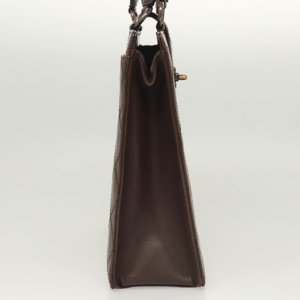CHANEL Matelasse Hand Bag Leather Brown CC Auth ar13513