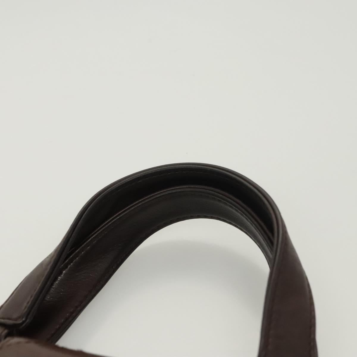 CHANEL Matelasse Hand Bag Leather Brown CC Auth ar13513