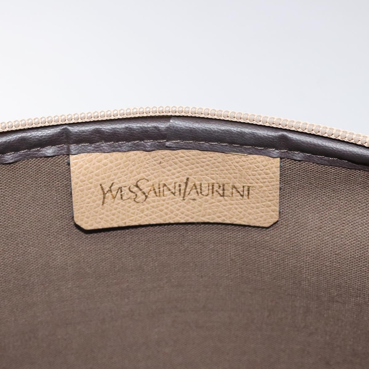 SAINT LAURENT Clutch Bag PVC Brown Gold Auth ar13514