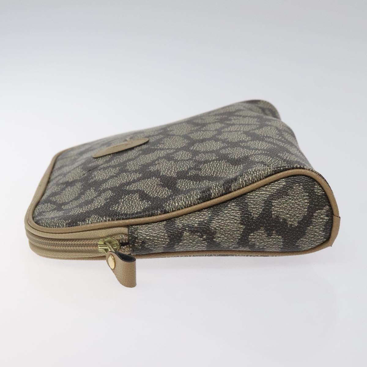 SAINT LAURENT Clutch Bag PVC Brown Gold Auth ar13514