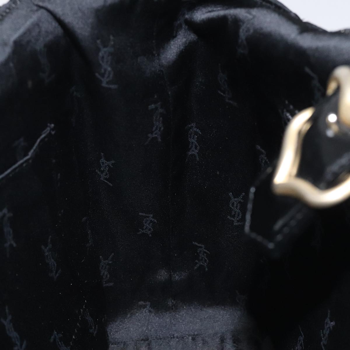 SAINT LAURENT Shoulder Bag Canvas Black Gold Auth ar13515