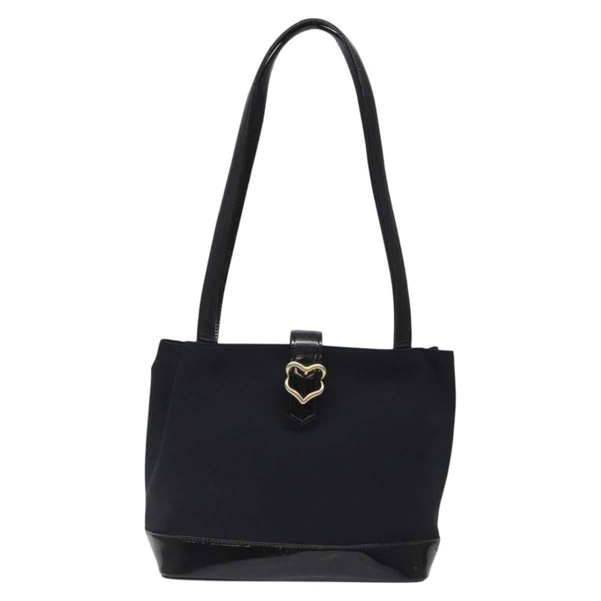 SAINT LAURENT Shoulder Bag Canvas Black Gold Auth ar13515