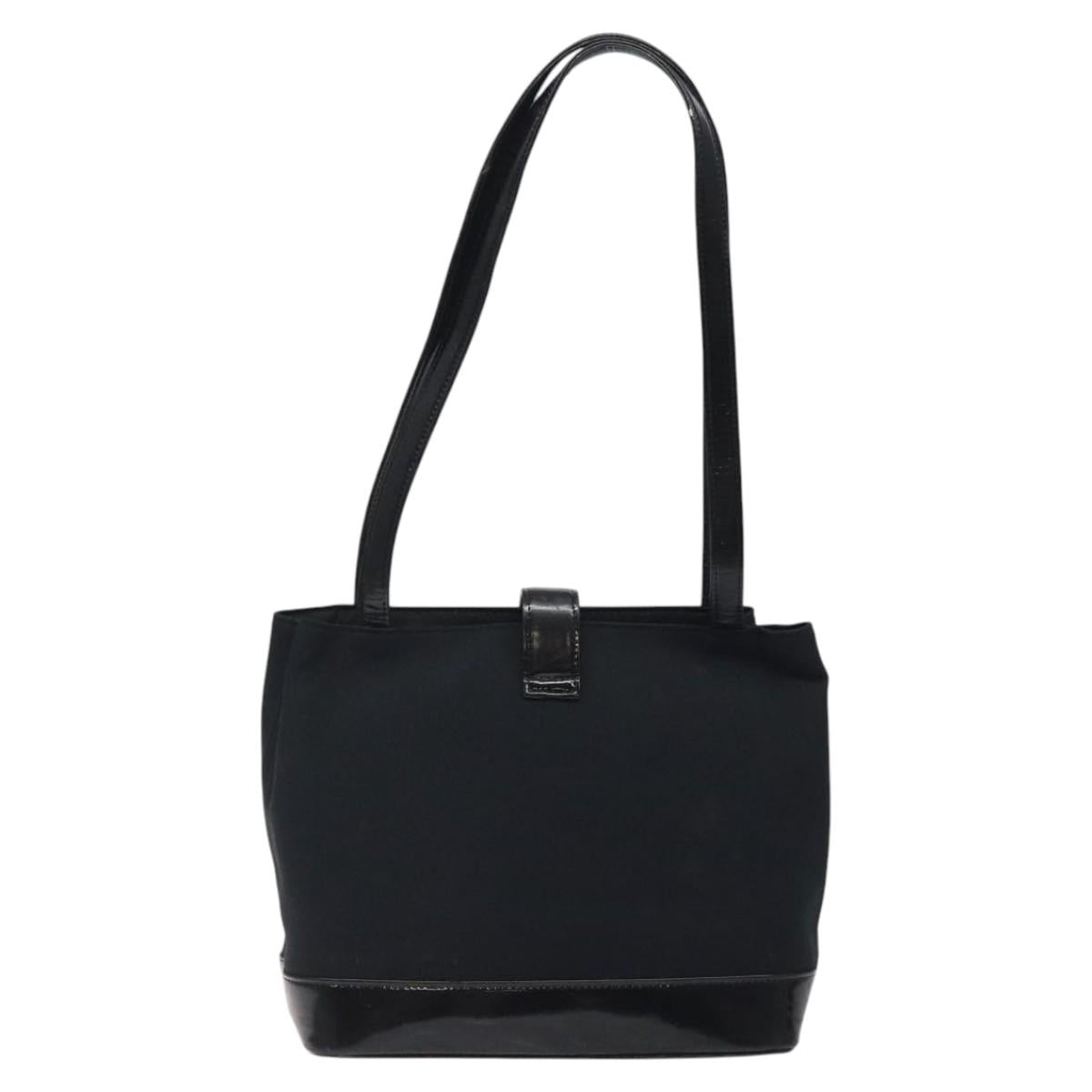 SAINT LAURENT Shoulder Bag Canvas Black Gold Auth ar13515