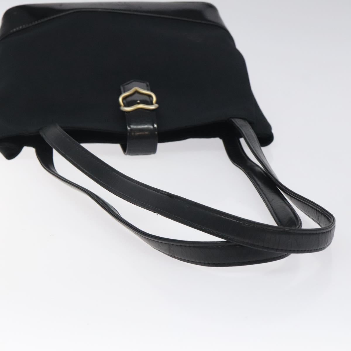 SAINT LAURENT Shoulder Bag Canvas Black Gold Auth ar13515