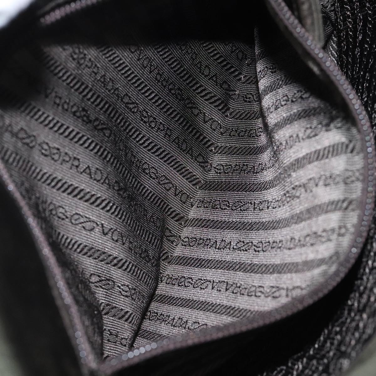 PRADA Hand Bag Nylon Khaki Silver Auth ar13534