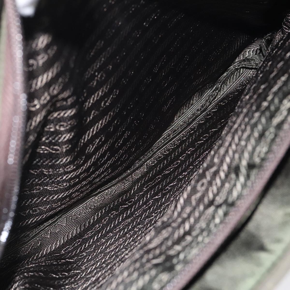 PRADA Hand Bag Nylon Khaki Silver Auth ar13534