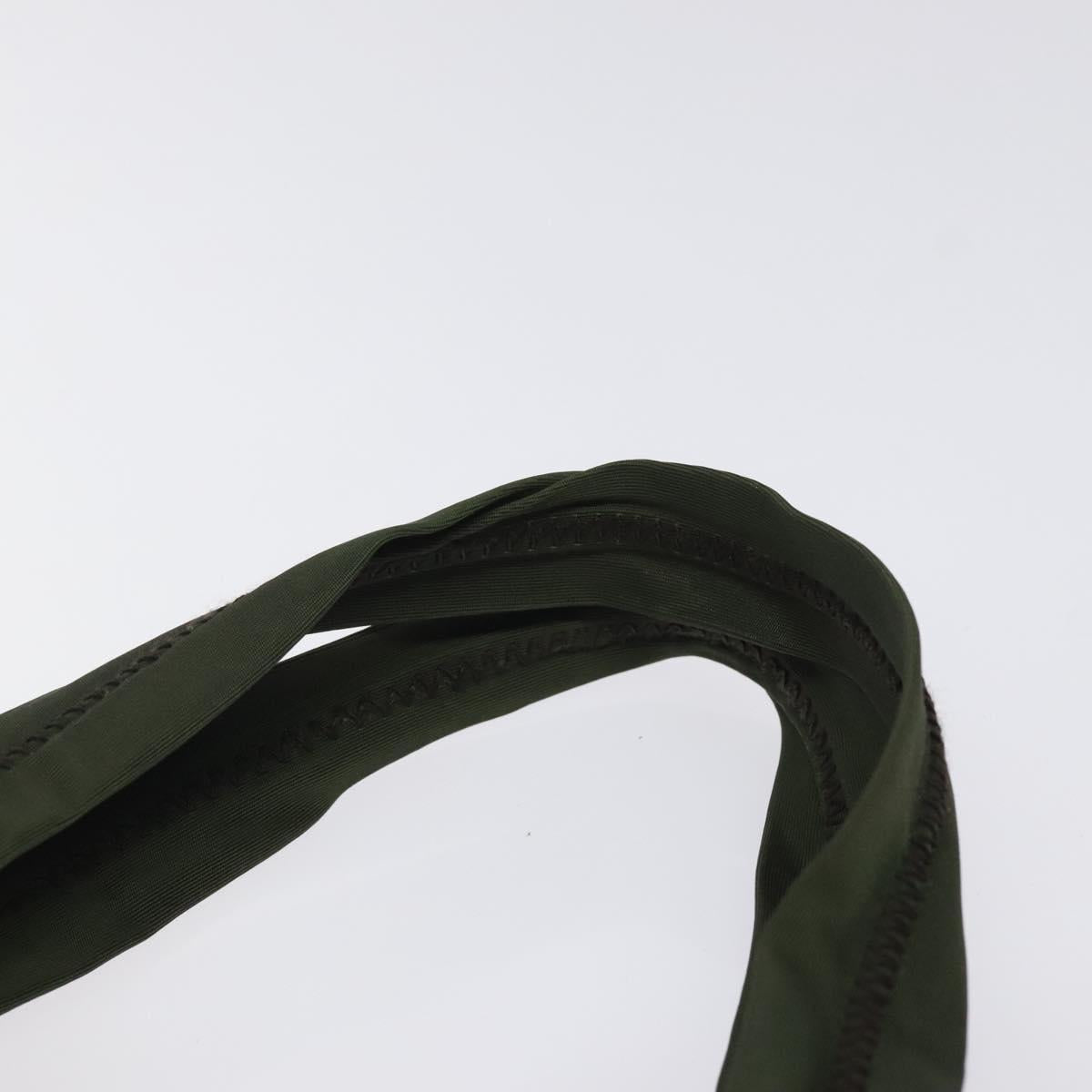 PRADA Hand Bag Nylon Khaki Silver Auth ar13534