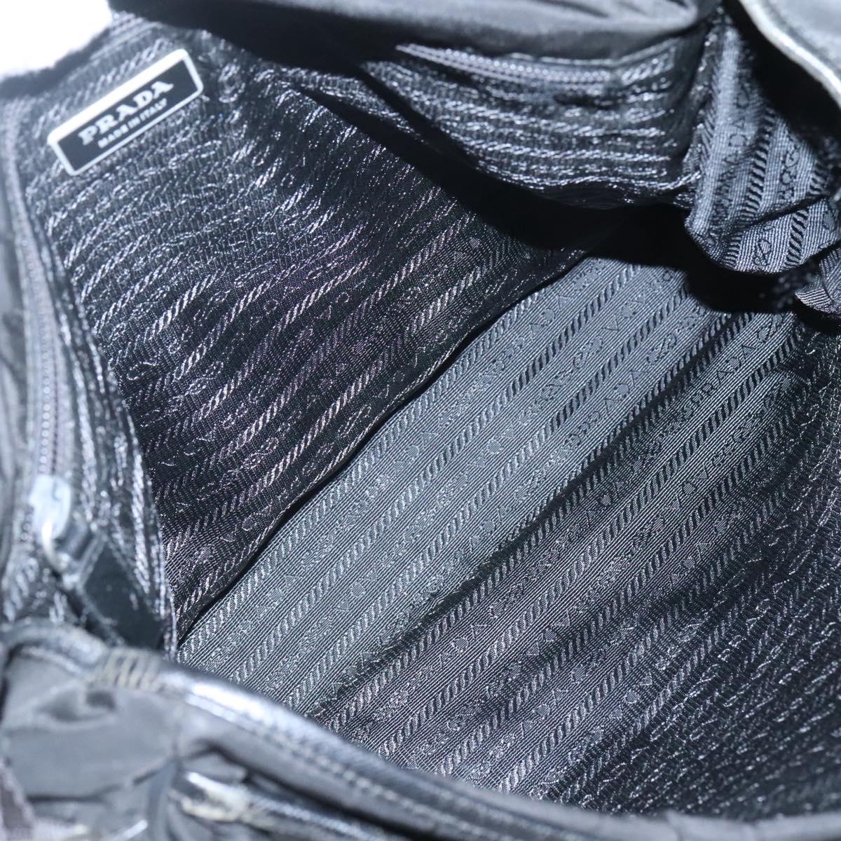 PRADA Shoulder Bag Nylon Black Silver Auth ar13535