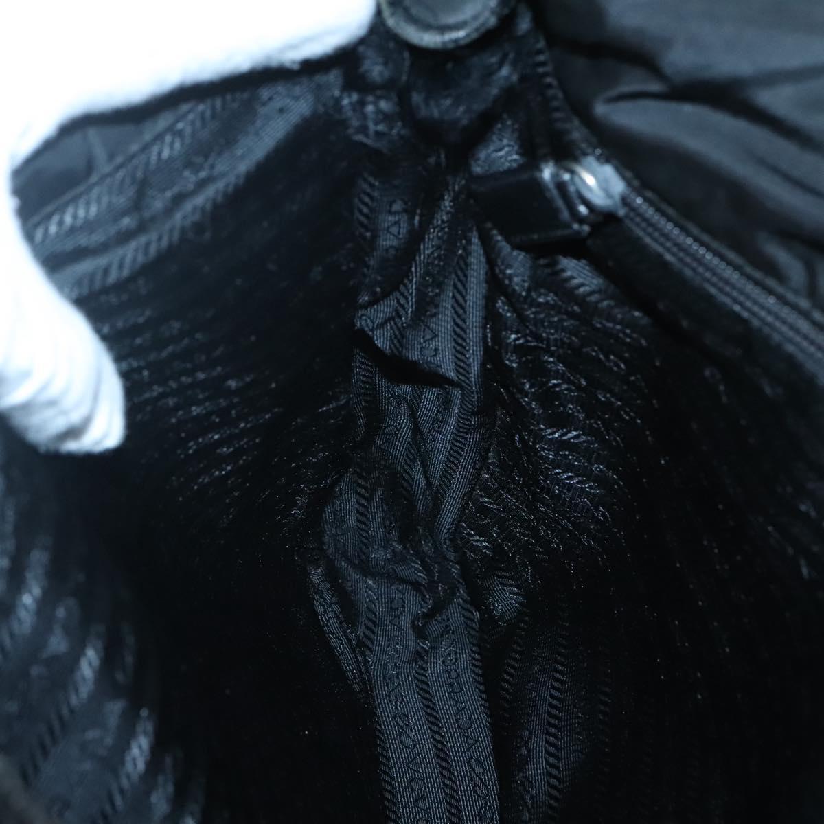 PRADA Shoulder Bag Nylon Black Silver Auth ar13535