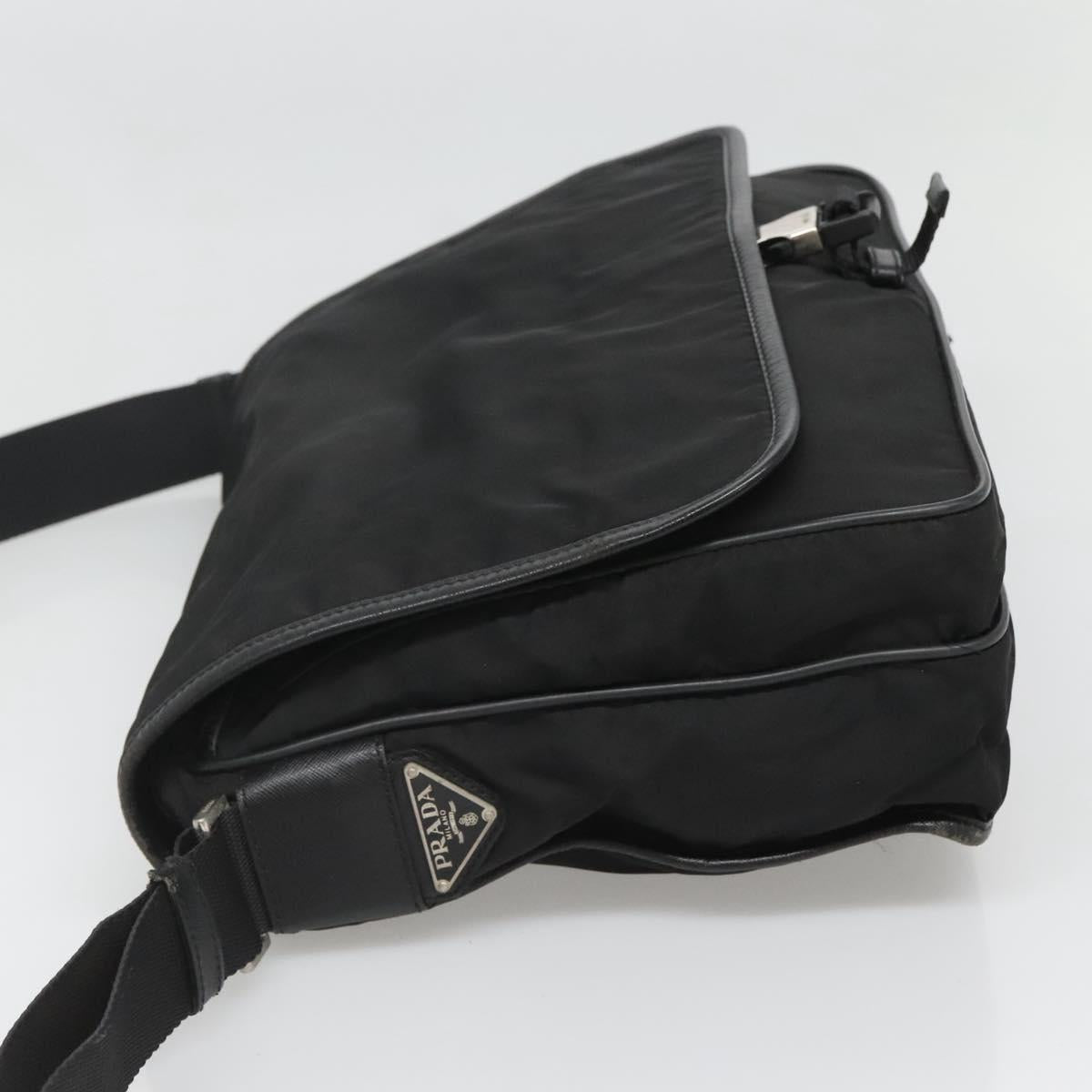 PRADA Shoulder Bag Nylon Black Silver Auth ar13535