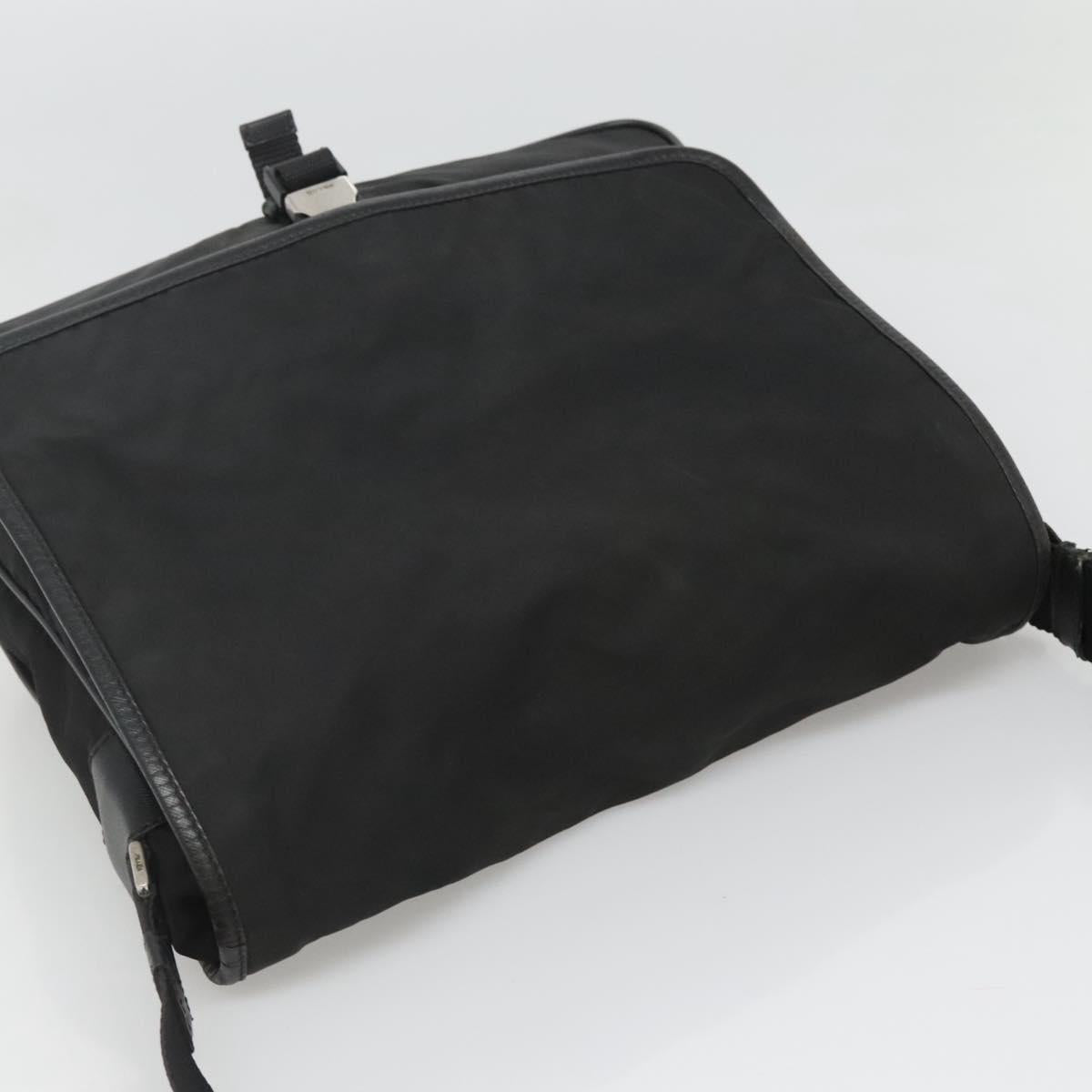 PRADA Shoulder Bag Nylon Black Silver Auth ar13535