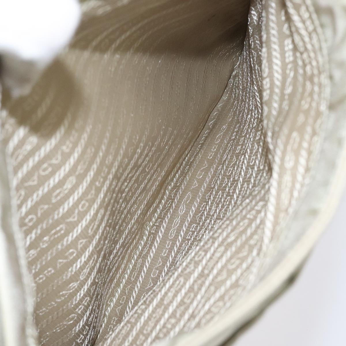 PRADA Tote Bag Nylon Beige Silver Auth ar13537