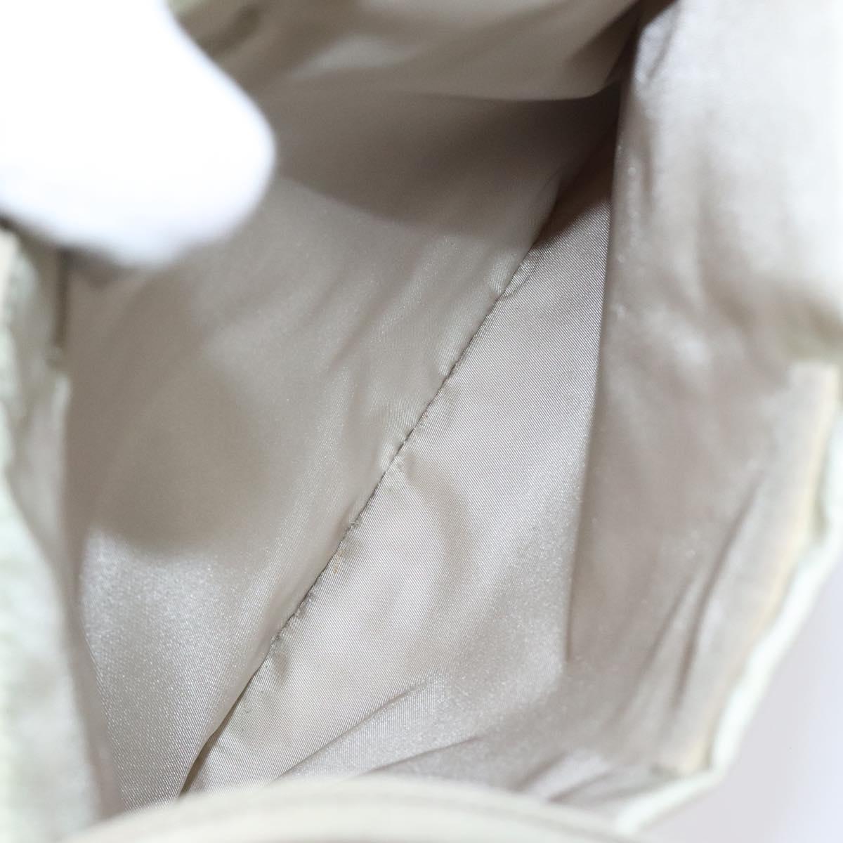 PRADA Tote Bag Nylon Beige Silver Auth ar13537