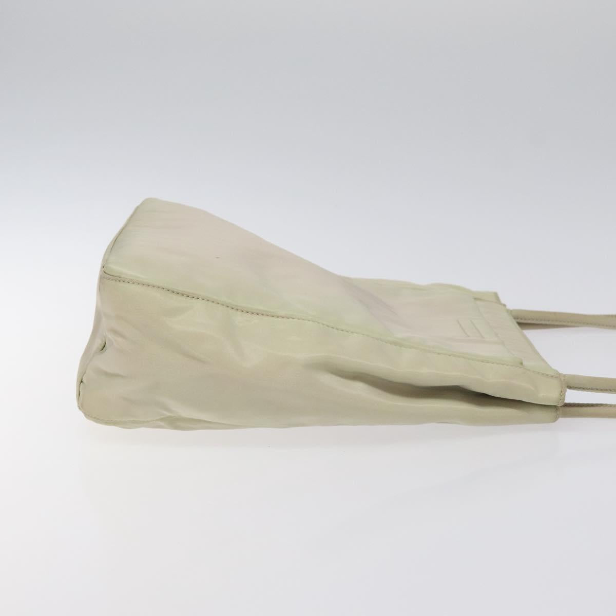 PRADA Tote Bag Nylon Beige Silver Auth ar13537