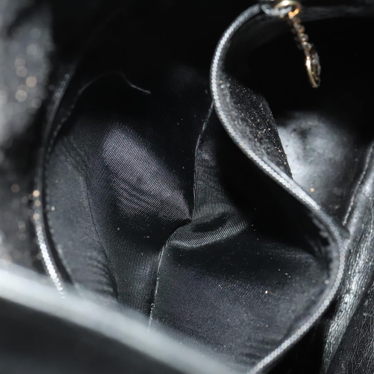 GUCCI Bamboo Hand Bag Leather 2way Black Gold 001 1998 1577 Auth ar13564