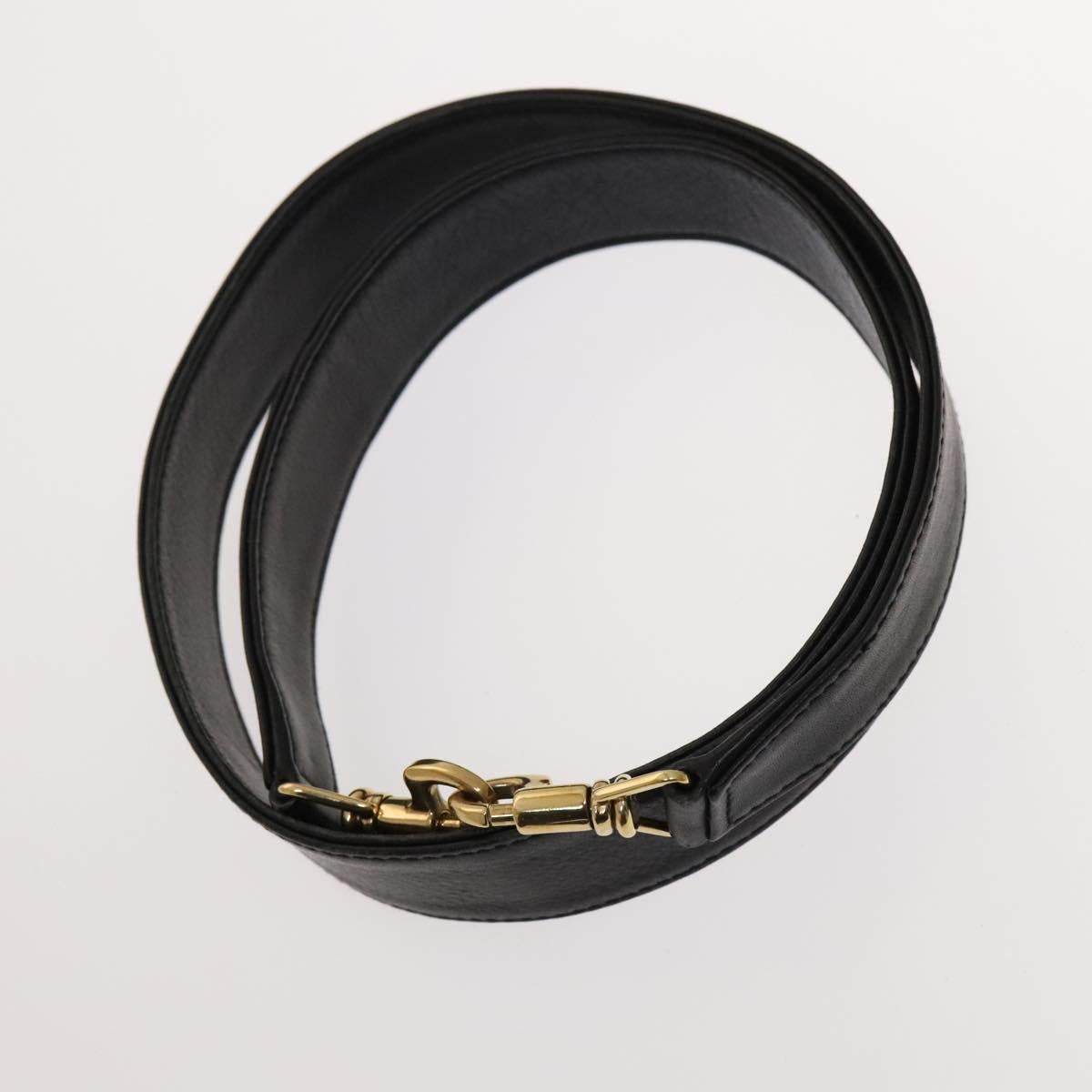 GUCCI Bamboo Hand Bag Leather 2way Black Gold 001 1998 1577 Auth ar13564