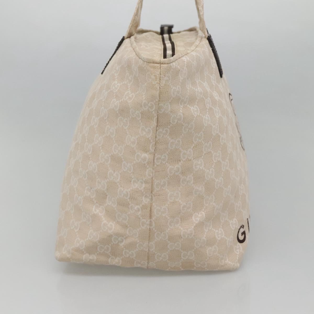 GUCCI GG Canvas Tote Bag Beige Silver 283416 Auth ar13566