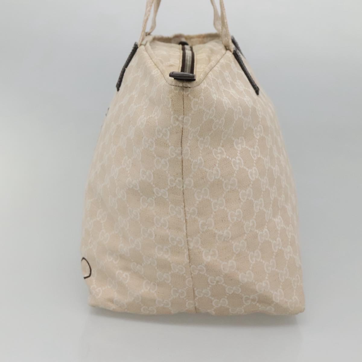 GUCCI GG Canvas Tote Bag Beige Silver 283416 Auth ar13566