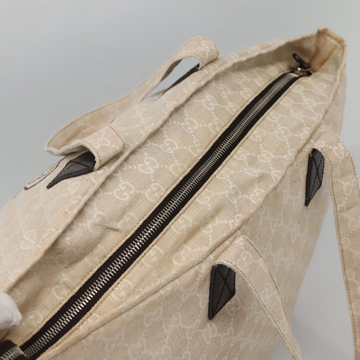 GUCCI GG Canvas Tote Bag Beige Silver 283416 Auth ar13566