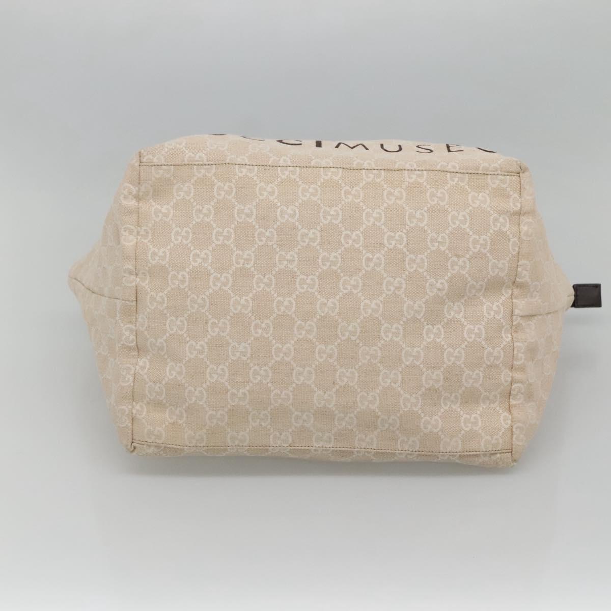 GUCCI GG Canvas Tote Bag Beige Silver 283416 Auth ar13566