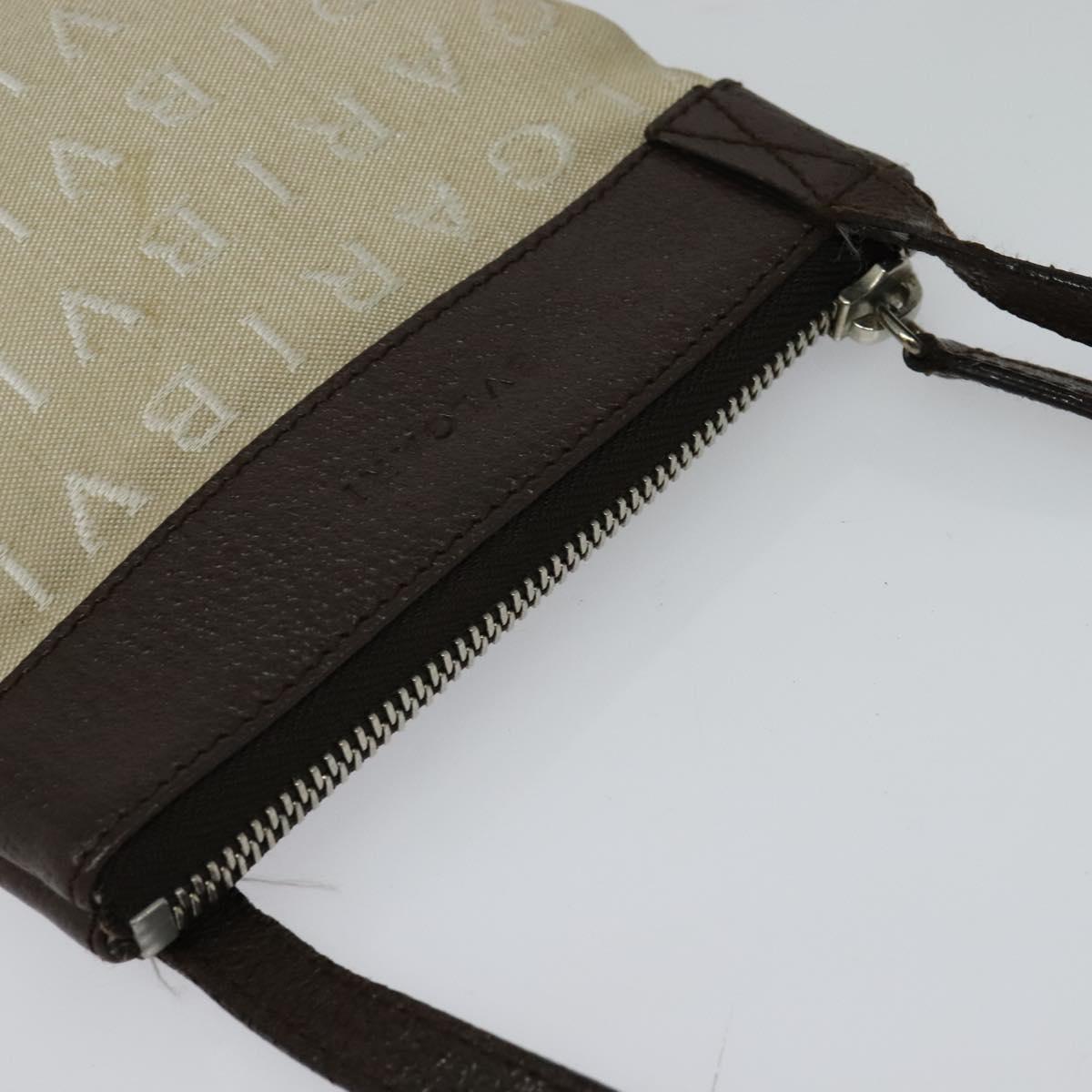 BVLGARI Shoulder Bag Canvas Beige Silver Auth ar13574