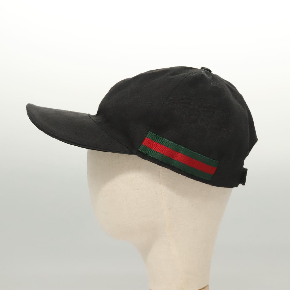 GUCCI Web Sherry Line Hat XL Black Green Red 200035 Auth ar13585