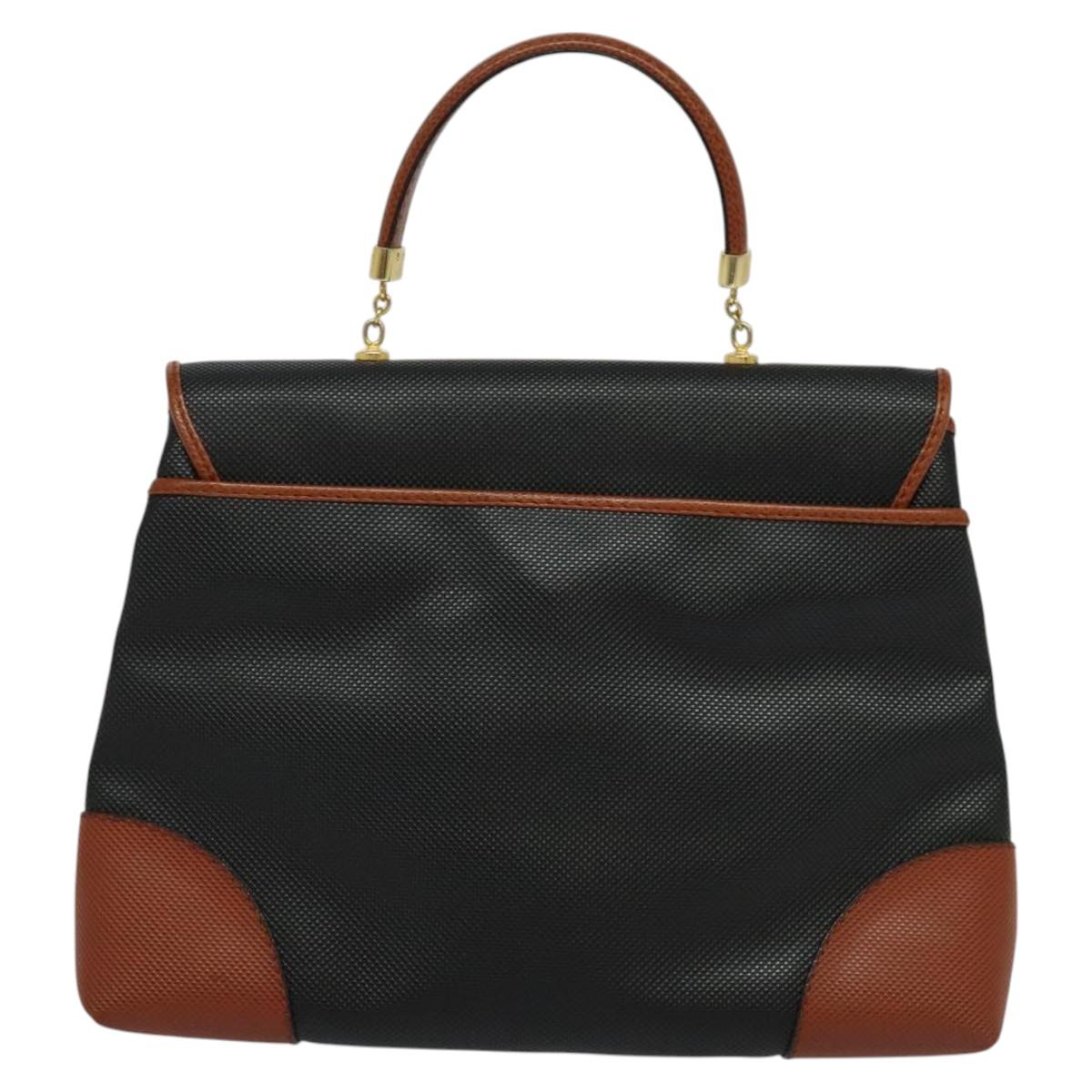 BOTTEGA VENETA Hand Bag PVC 2way Black Gold Auth ar13592