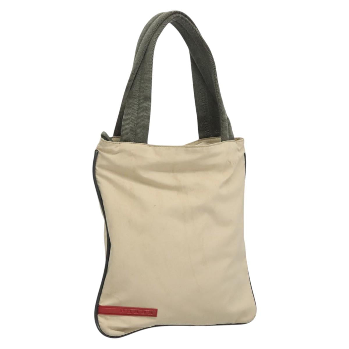 PRADA Sports Hand Bag Nylon Beige Auth ar13594