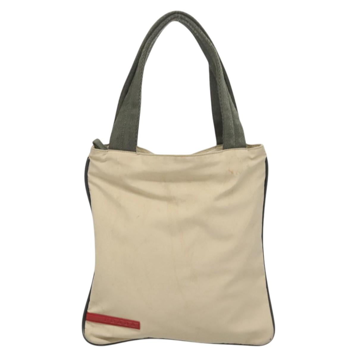 PRADA Sports Hand Bag Nylon Beige Auth ar13594