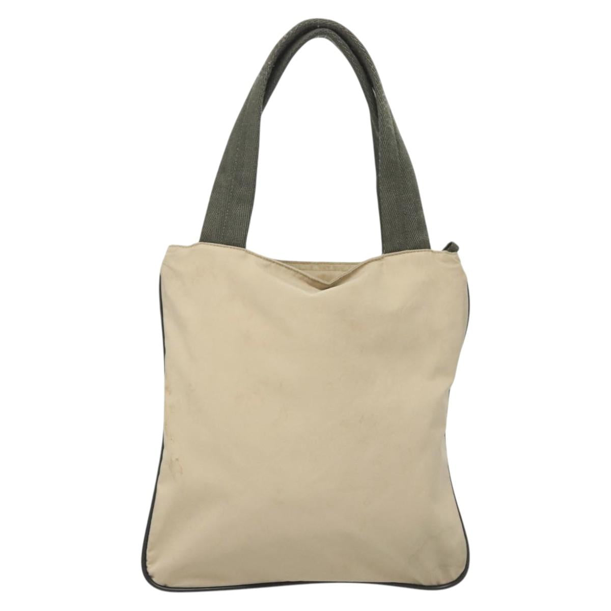 PRADA Sports Hand Bag Nylon Beige Auth ar13594