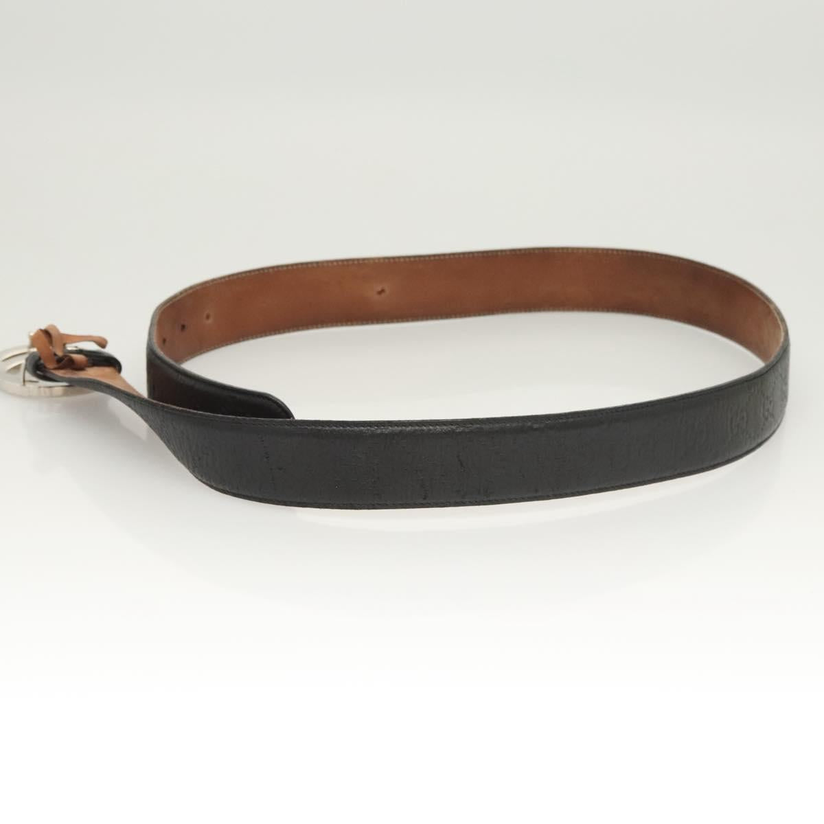 GUCCI GG Canvas Guccissima Belt Leather 44.5"" Black 411924 Auth ar13596