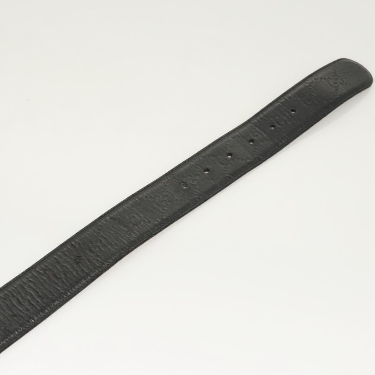GUCCI GG Canvas Guccissima Belt Leather 44.5"" Black 411924 Auth ar13596