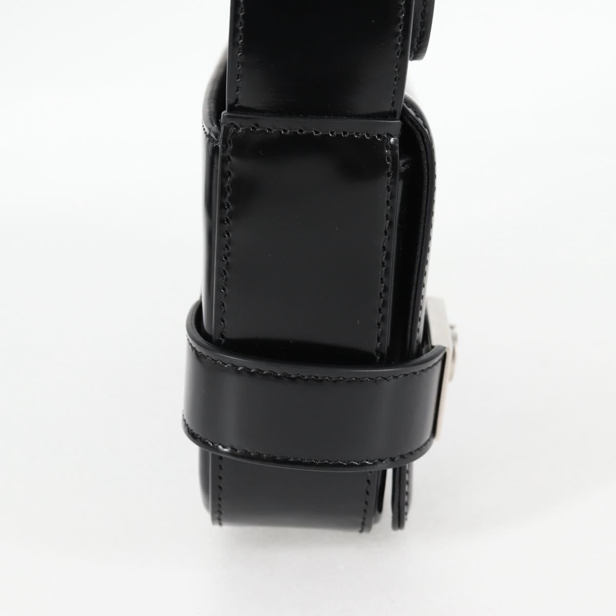 Salvatore Ferragamo Gancini Shoulder Bag Patent leather Black Auth ar13607A