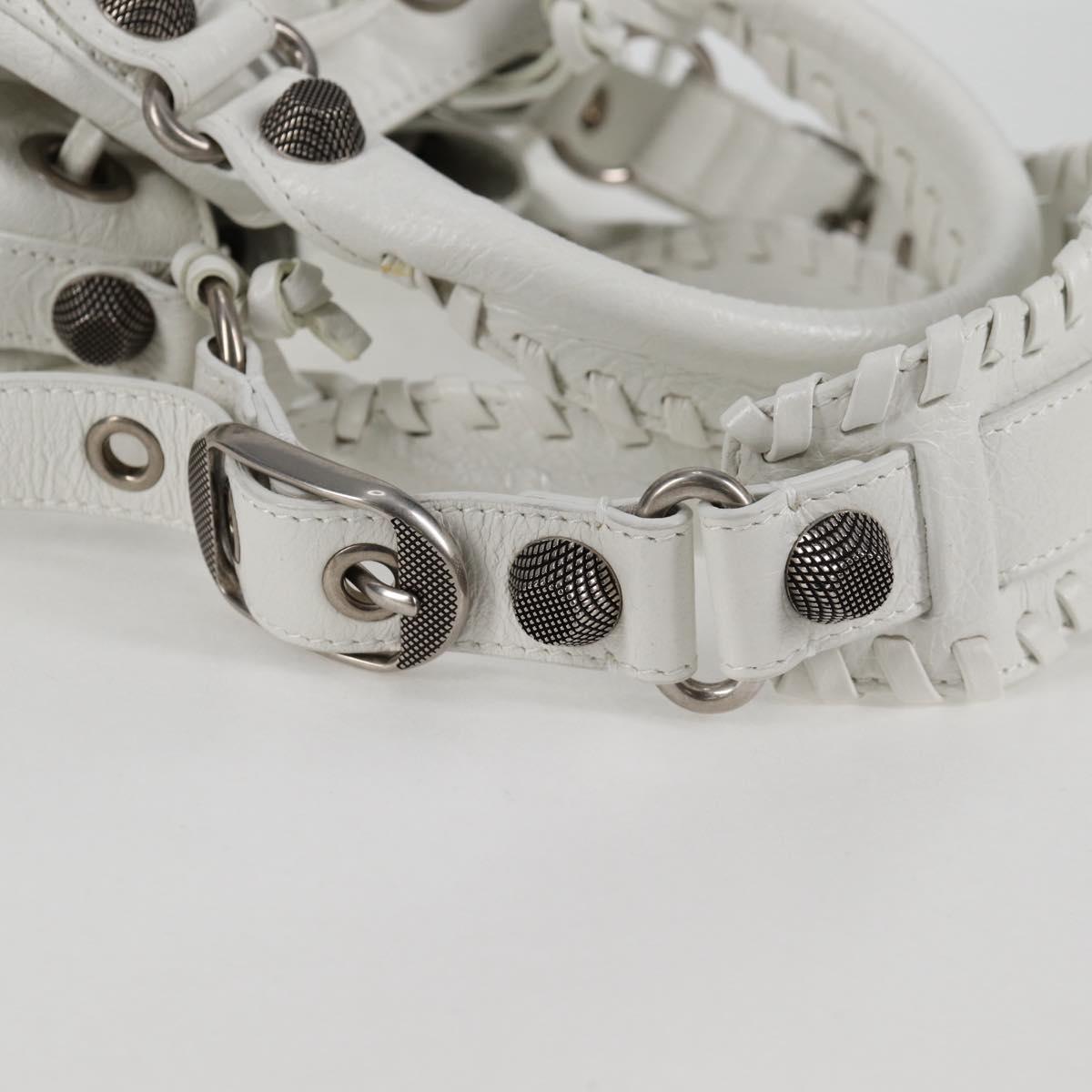 BALENCIAGA Le Cagole XS Hand Bag Leather 2way White Silver 702432 Auth ar13609AM