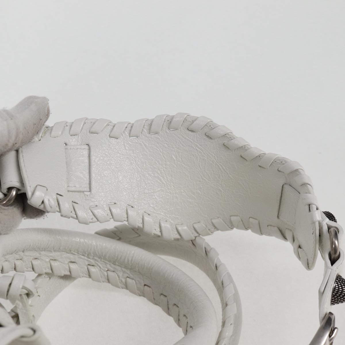 BALENCIAGA Le Cagole XS Hand Bag Leather 2way White Silver 702432 Auth ar13609AM