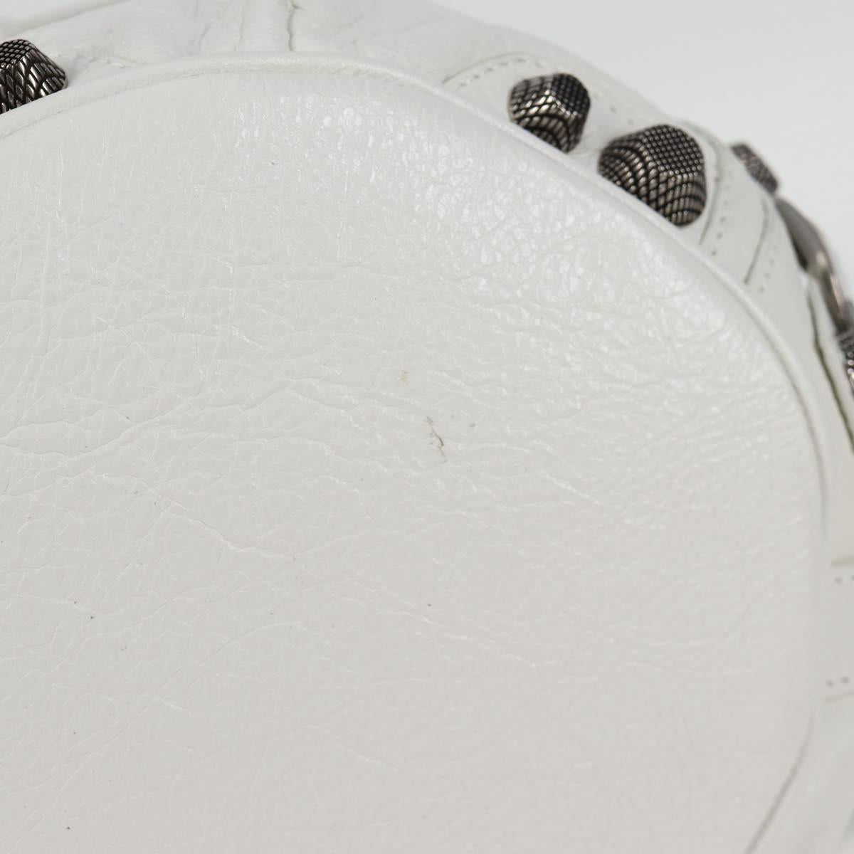 BALENCIAGA Le Cagole XS Hand Bag Leather 2way White Silver 702432 Auth ar13609AM